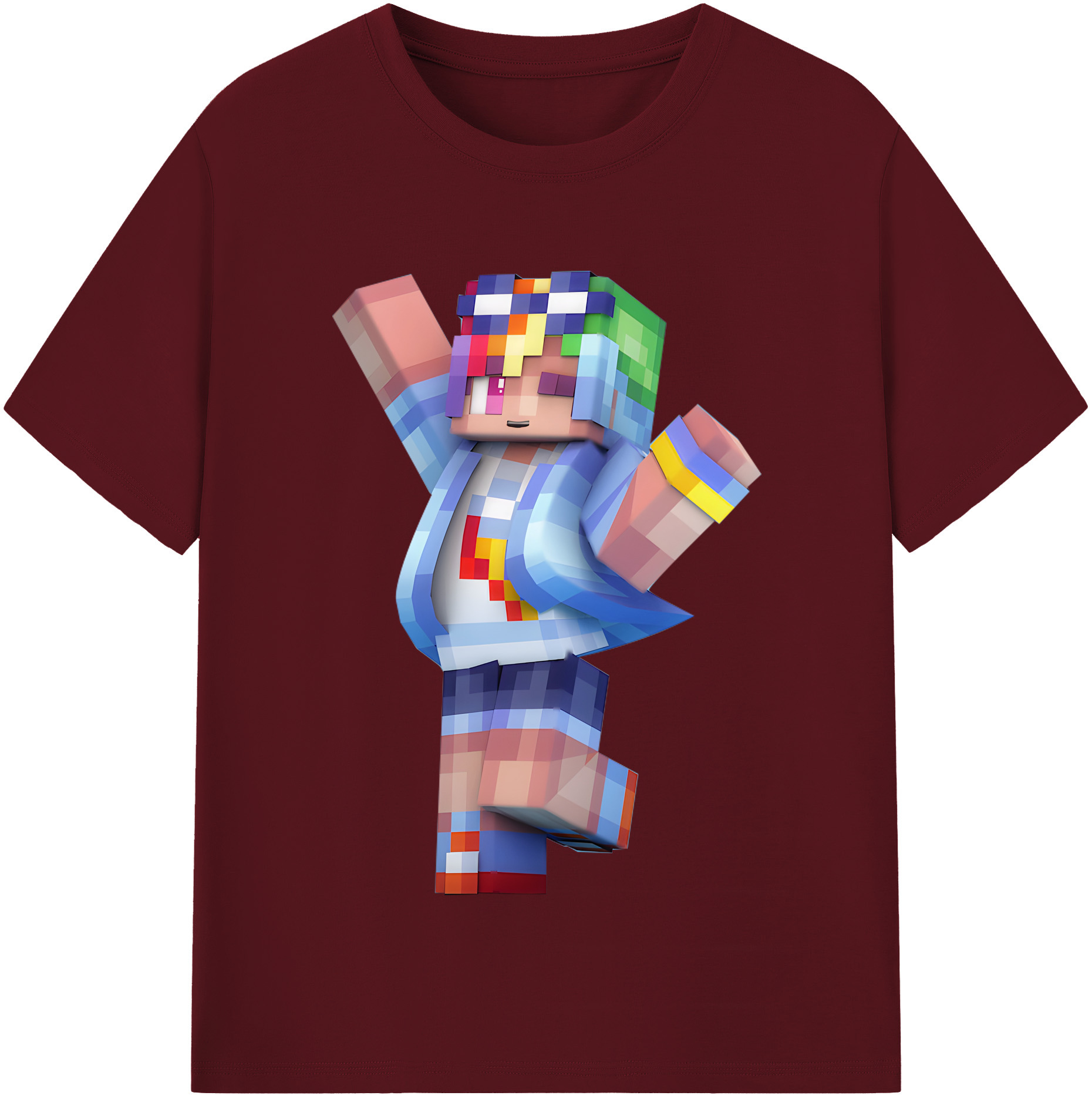 （画像用） マインクラフト ブロックの世界 Minecraft MC Block world 綿100％半袖Tシャツ（フロントプリント）